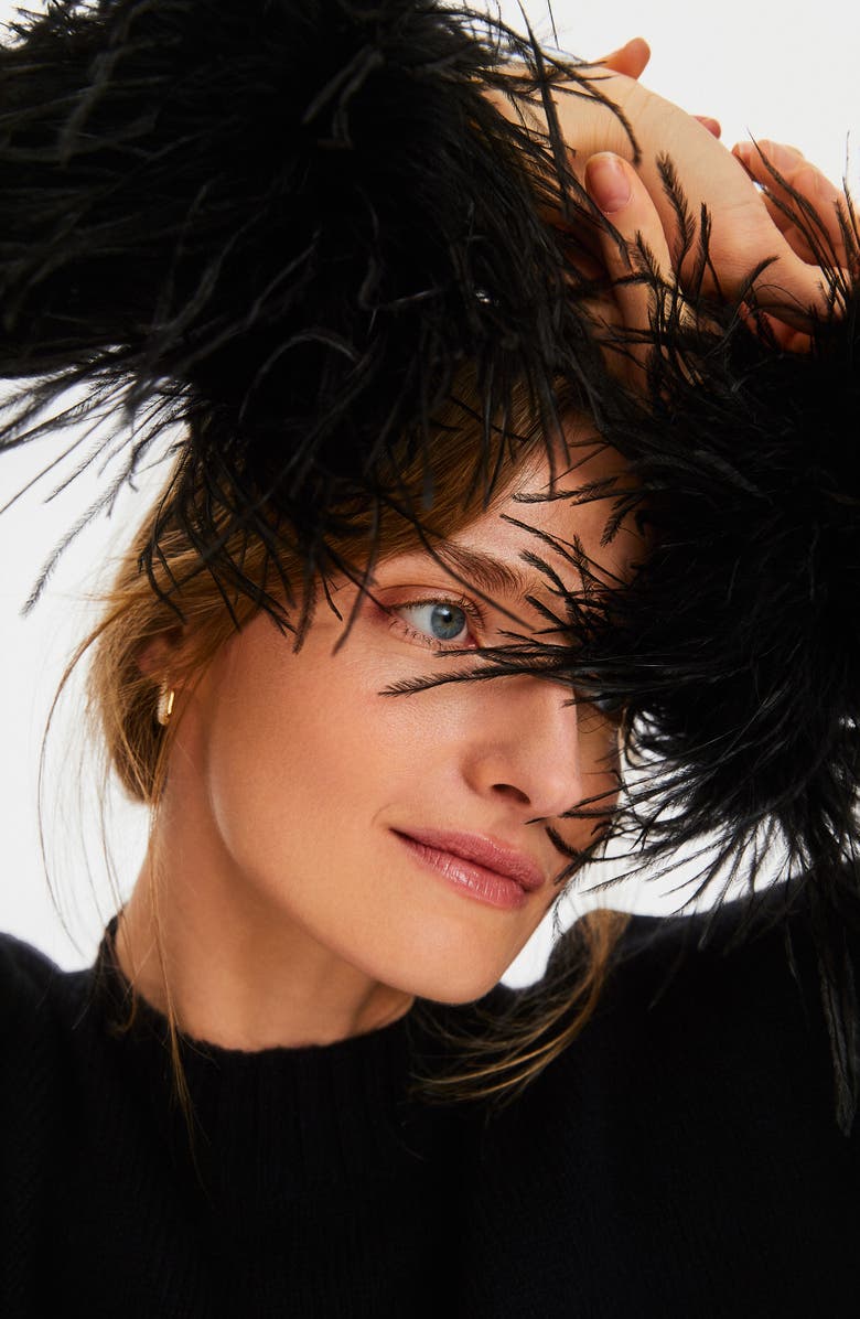 Sleeper Agatha Feather Trim Wool & Cashmere Pajama Sweater, Alternate, color, 