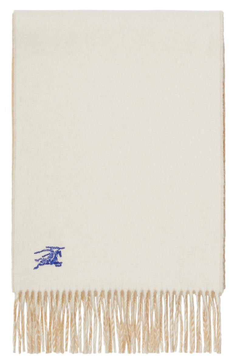 Burberry Embroidered Knight Reversible Cashmere Scarf, Alternate, color, Sand/ Neutral