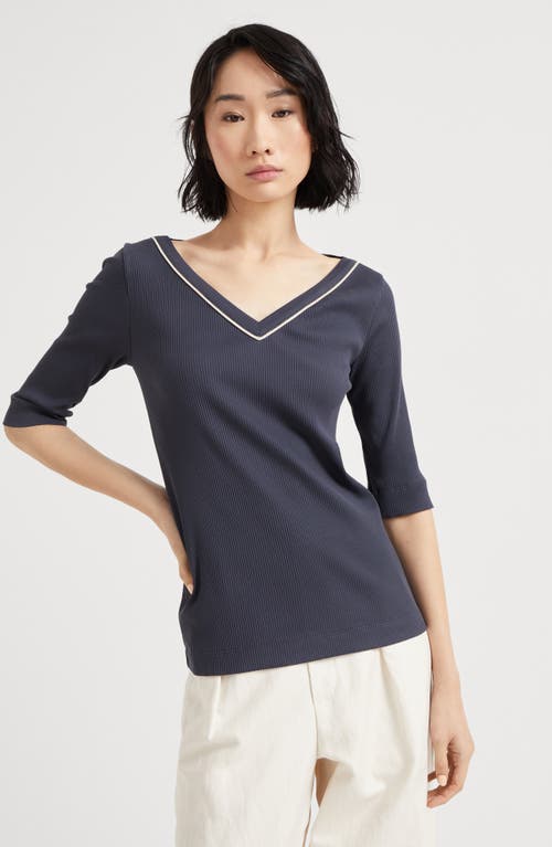Brunello Cucinelli T-shirt With Monili In Moonlight