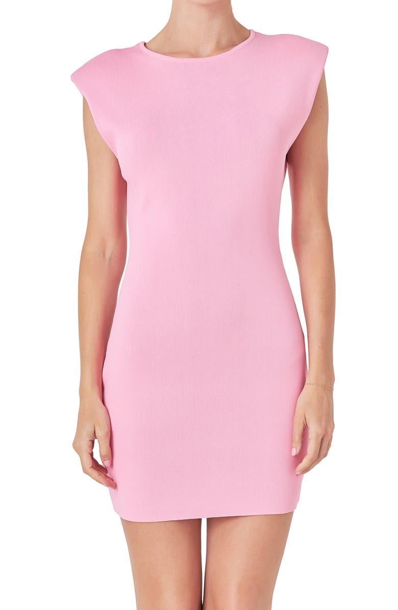 Endless Rose Padded Shoulder Cap Sleeve Knit Minidress, Alternate, color, Pink