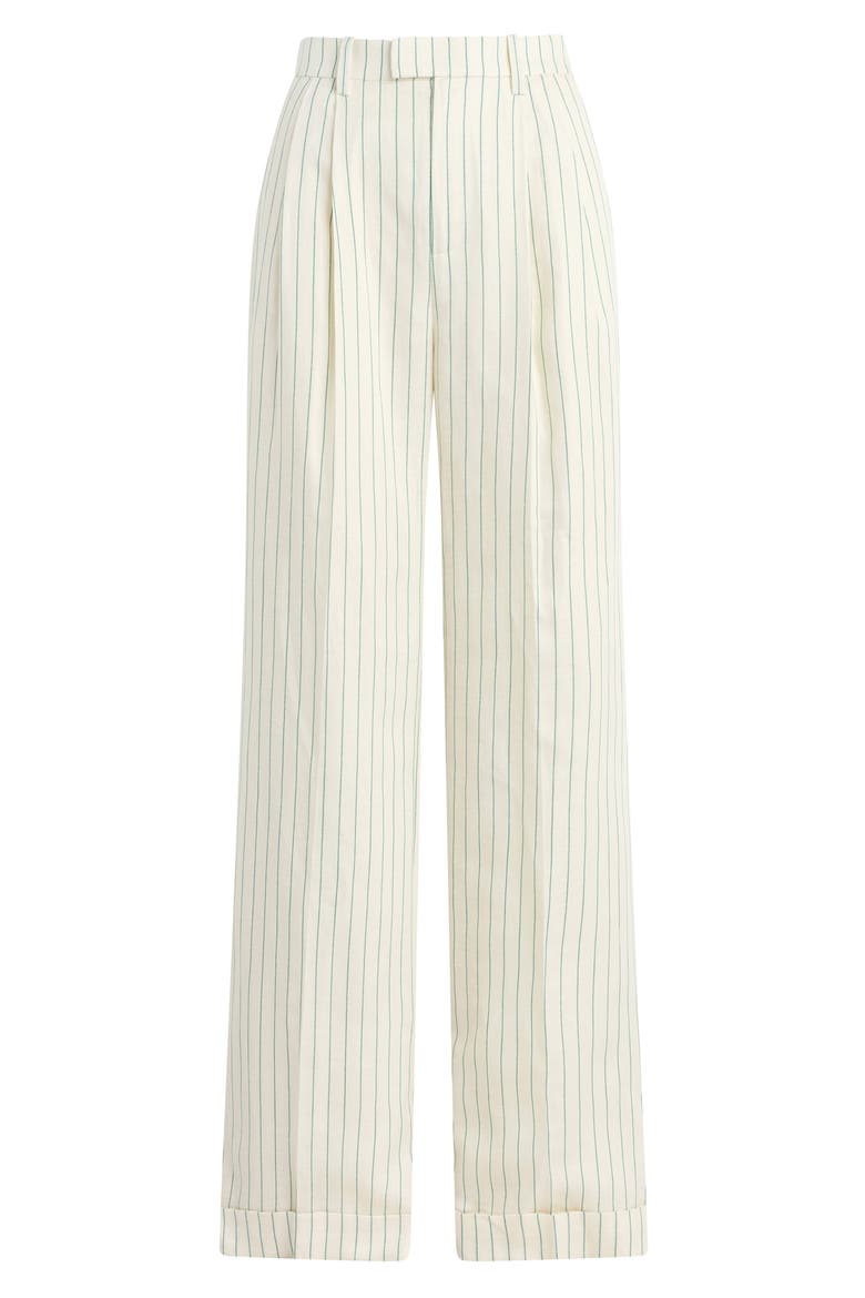 Paige Pinstripe Straight Leg Pants, Alternate, color, EMERALD STRIPE