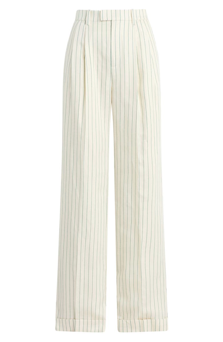 Favorite Daughter Paige Pinstripe Straight Leg Pants, Alternate, color, Emerald Stripe