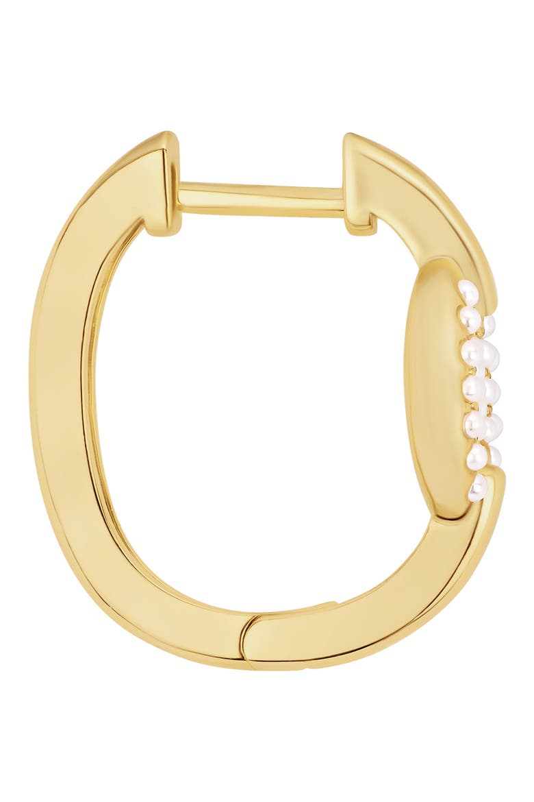 Modern Muse Faux Pearl Mariner Huggie Hoop Earrings, Alternate, color, GOLD