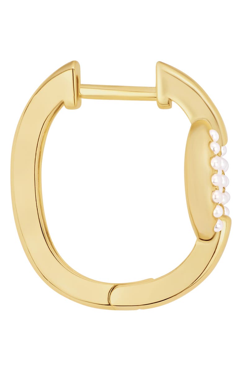 ATHRA LUXE Modern Muse Faux Pearl Mariner Huggie Hoop Earrings, Alternate, color, 