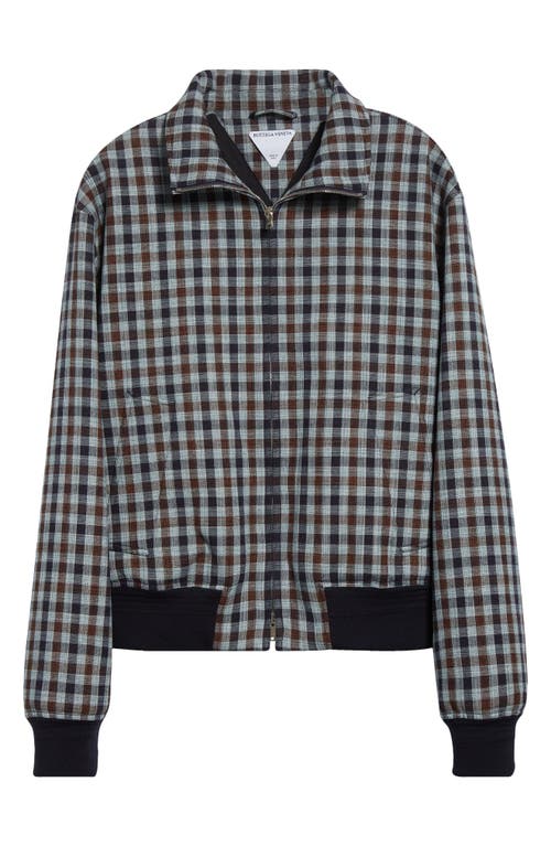 Bottega Veneta Gingham Check Blouson Jacket In Navy/lake/maroon