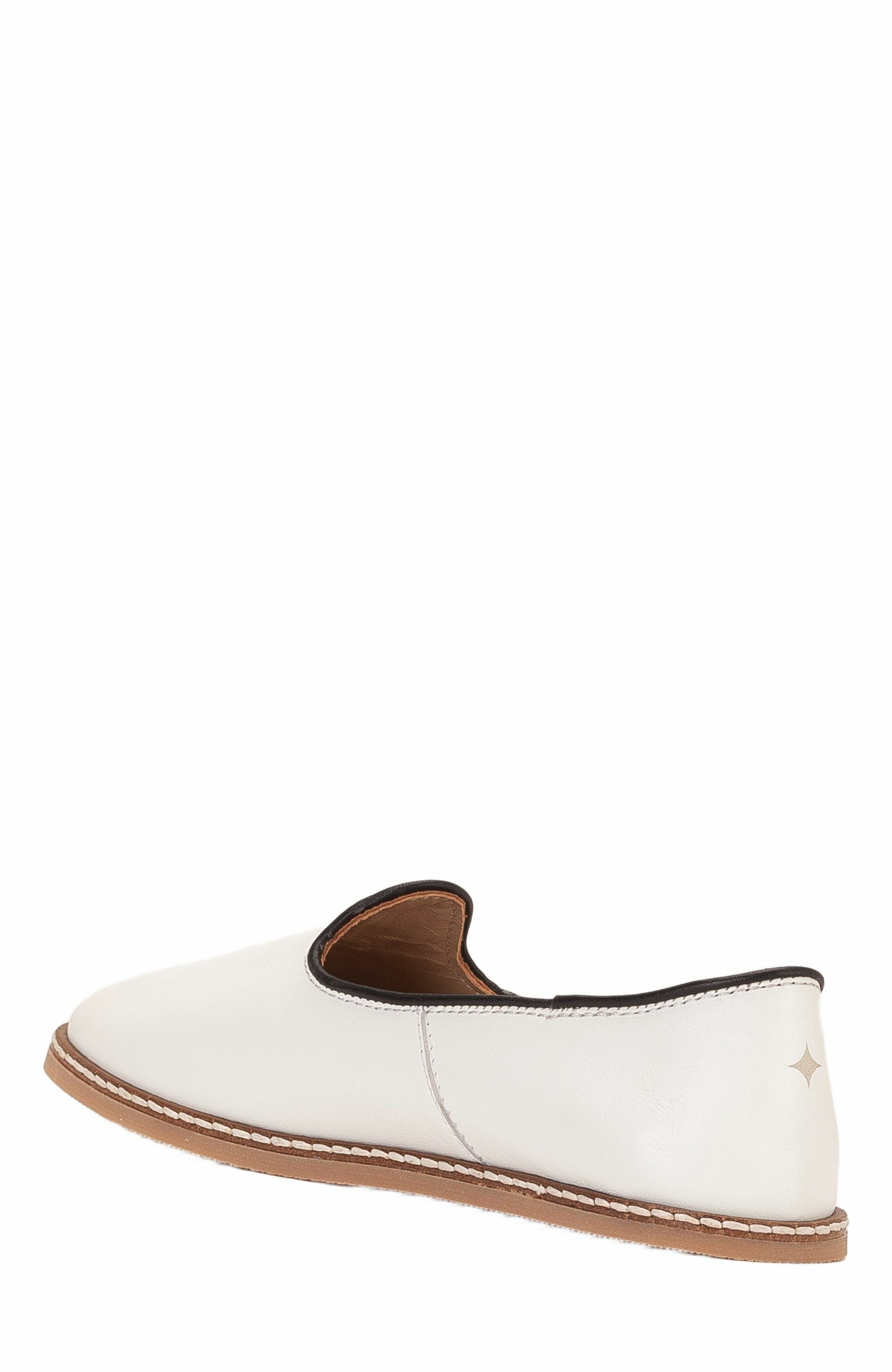 Dalya Leather Slip On Flats, Alternate, color, White Leather