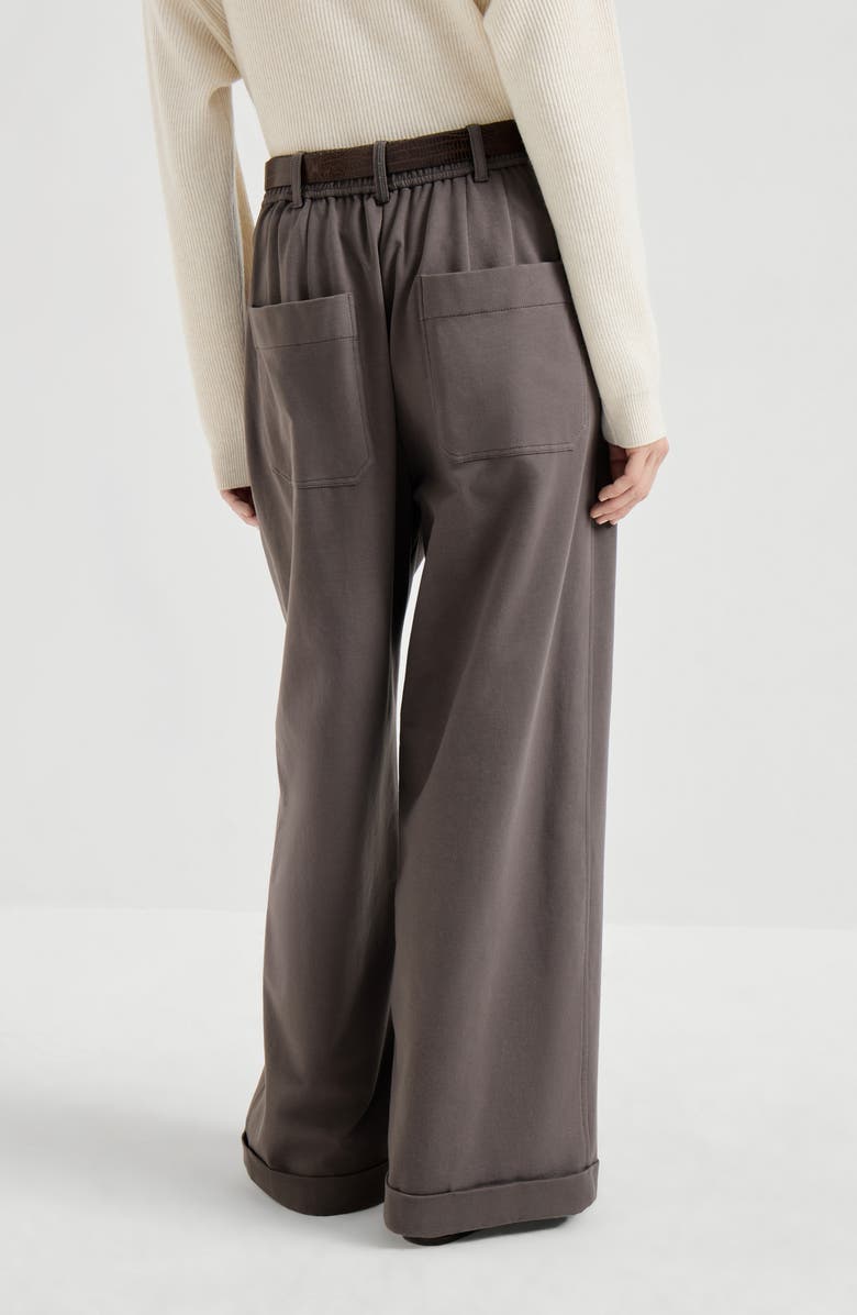 Brunello Cucinelli Wide track trousers, Alternate, color, Brown