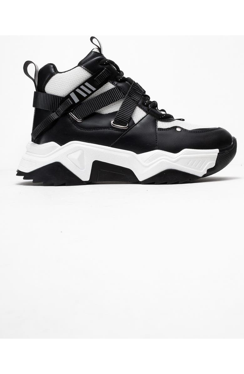 Prologue Shoes Seraphine Sport Boot, Main, color, Black White Faux Leather