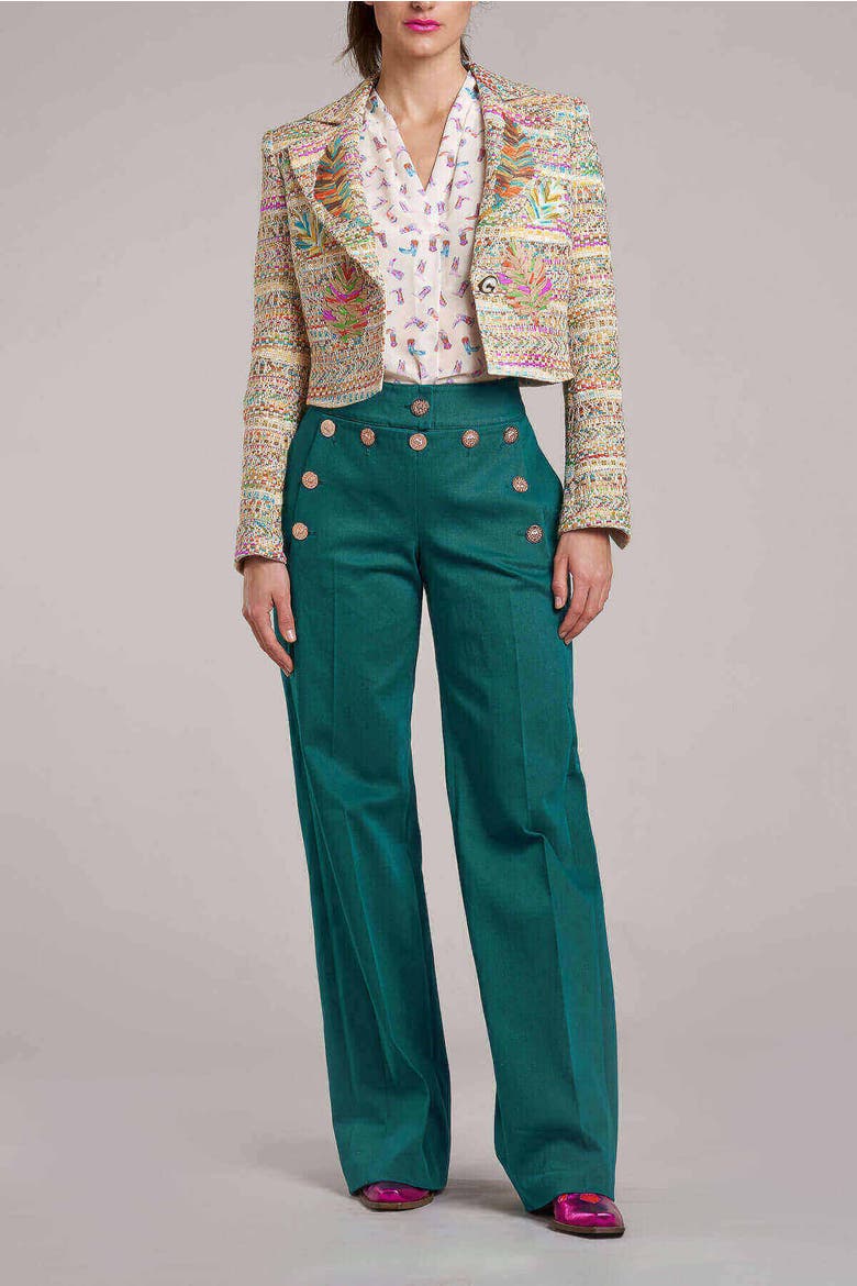 Striped Sailor Trousers, Alternate, color, Emerald