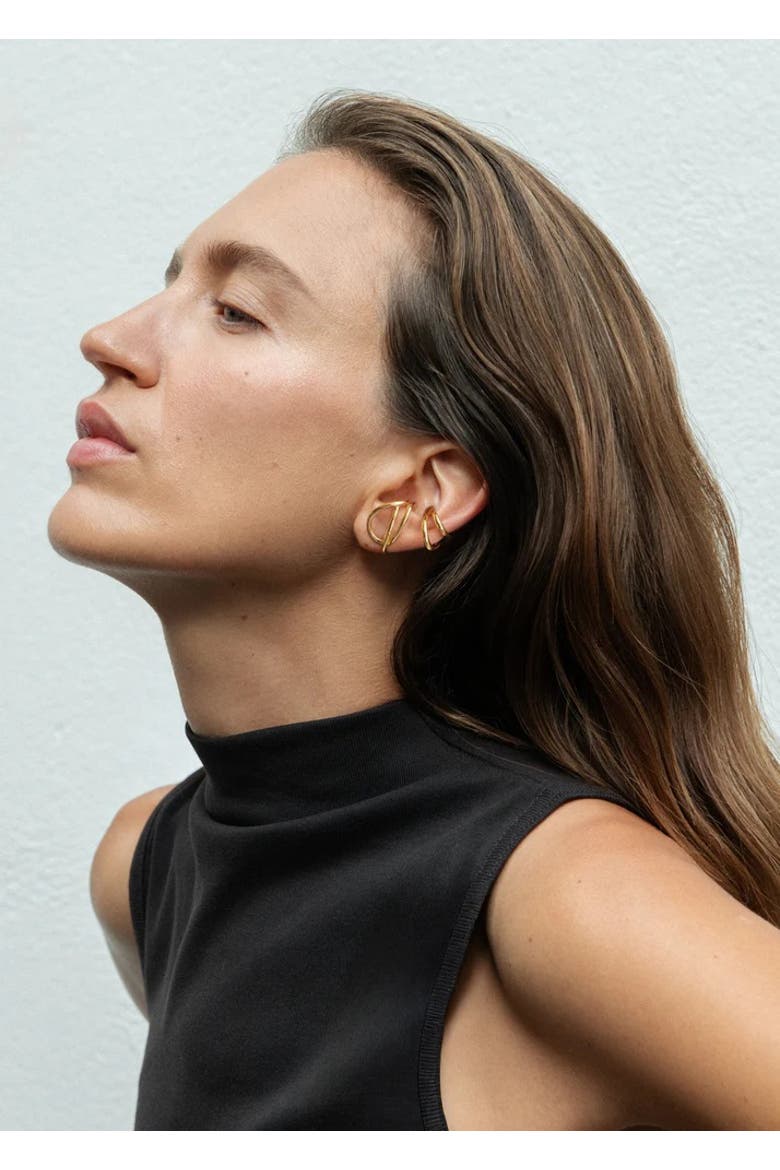 14kt Gold Double Ear Cuff, Alternate, color, Yellow Toned Gold