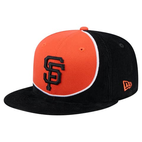 Men's New Era Black/Orange San Francisco Giants Retro Split Corduroy Snapback Hat
