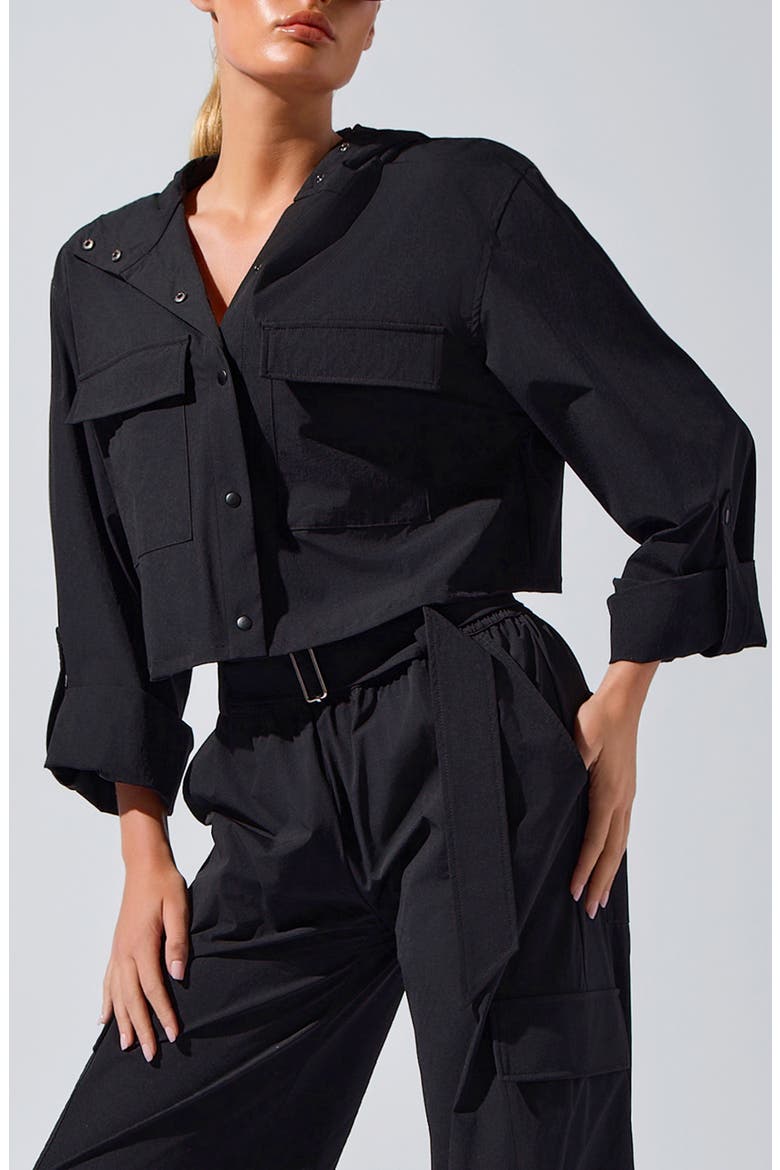 Ava Crop Performance Jacket, Alternate, color, BLACK