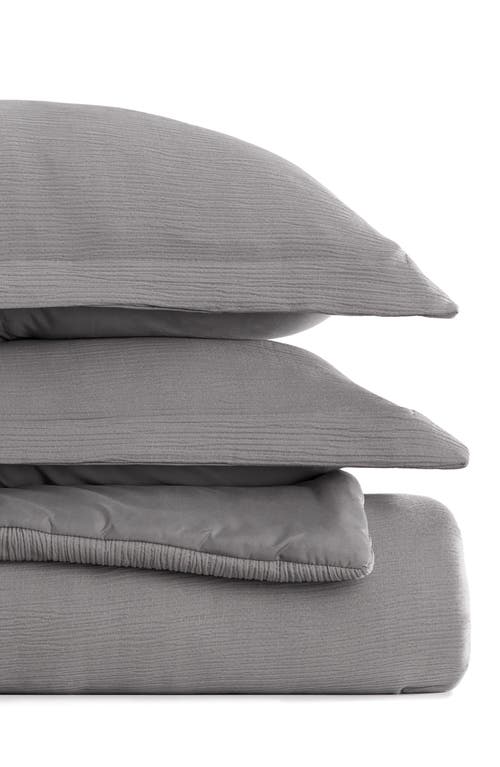 Homespun Double Gauze 3-piece Comforter Set In Gray