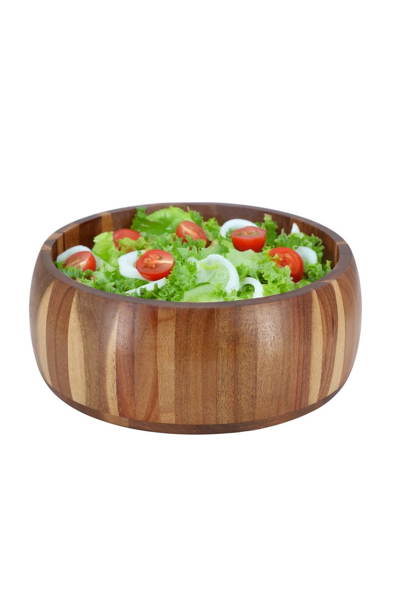 9.75 Inch Acacia Wood Salad Bowl, Main, color, Acacia