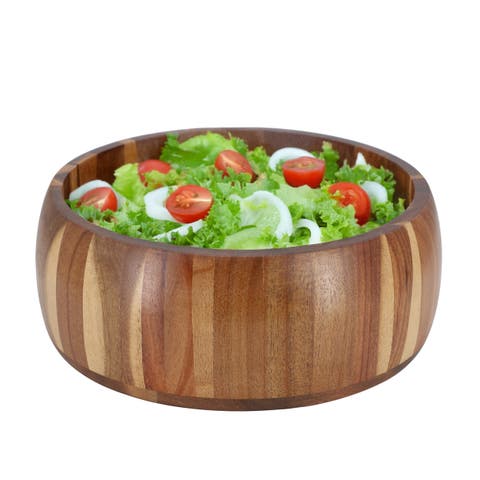 9.75 Inch Acacia Wood Salad Bowl