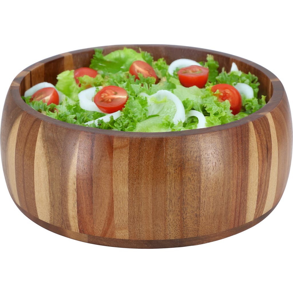 Megachef 9.75 Inch Acacia Wood Salad Bowl In Brown