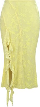 Mistress Rocks Floral Burnout Velvet Ruffle Spiral Midi Skirt