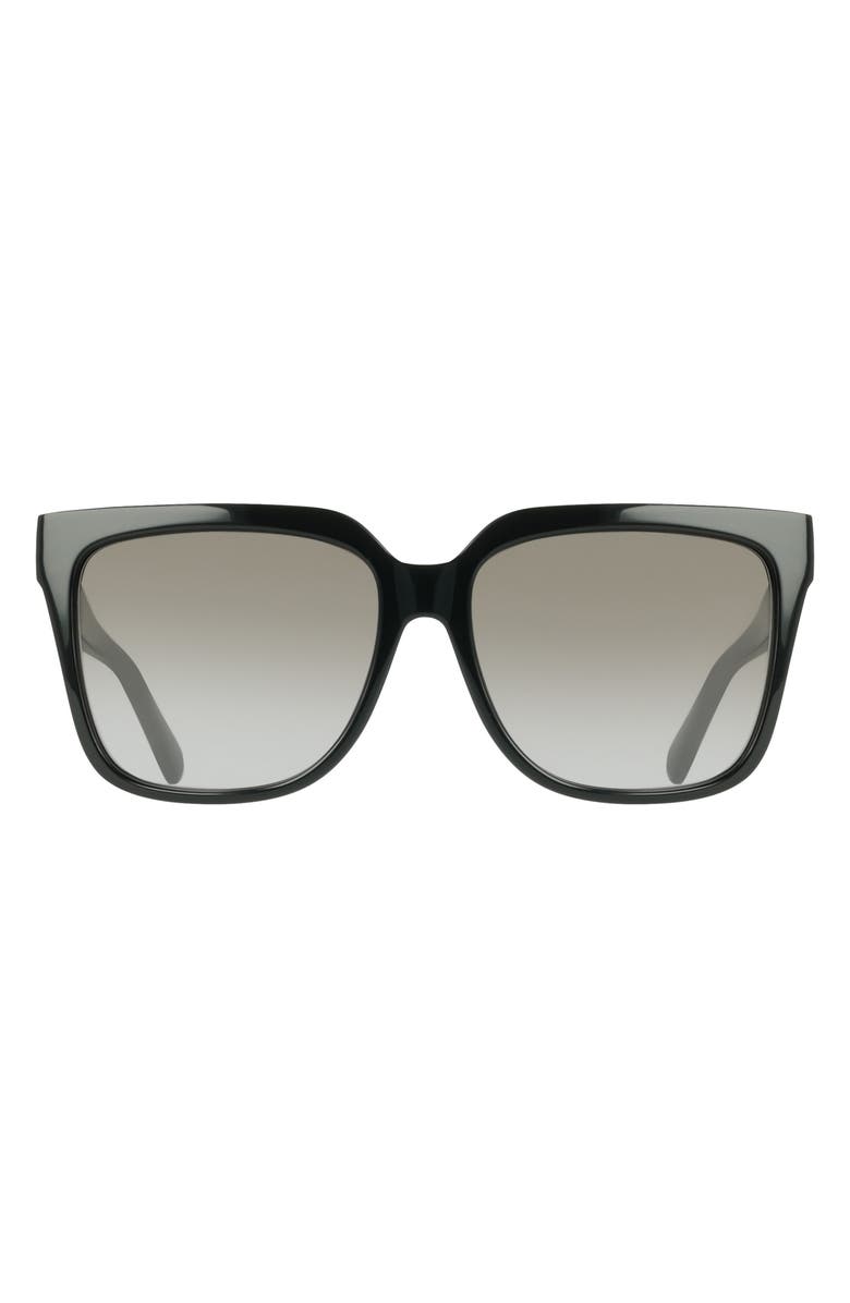 FERRAGAMO 58mm Rectangular Sunglasses, Main, color, Black