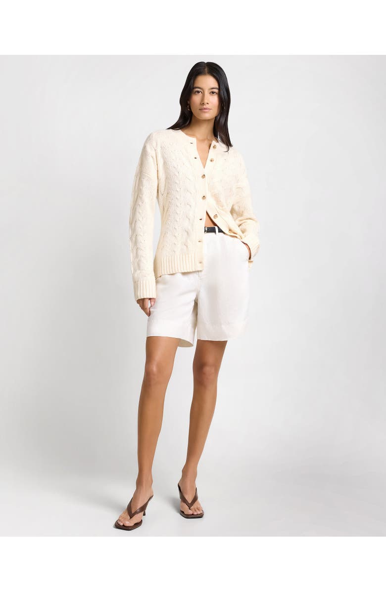 Onia Fitted Cable Knit Cardigan, Alternate, color, Natural Melange