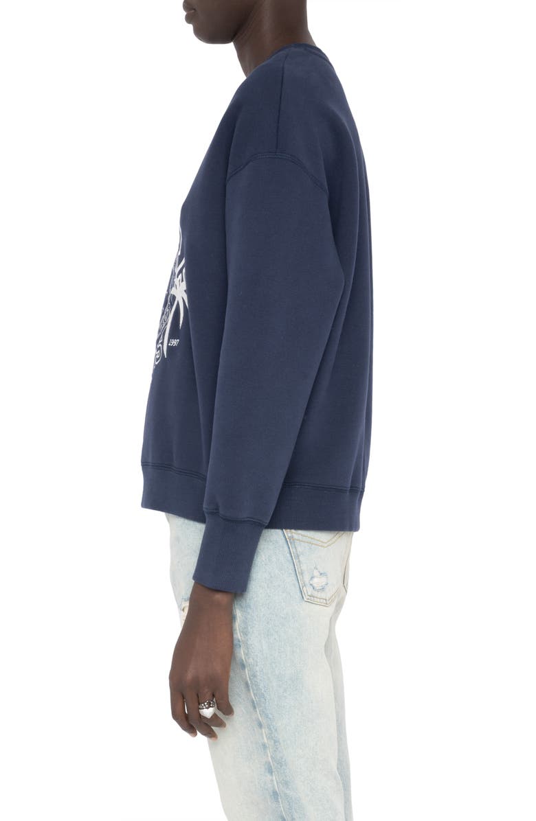 Zadig & Voltaire Olive Split Neck Graphic Sweatshirt, Alternate, color, Encre