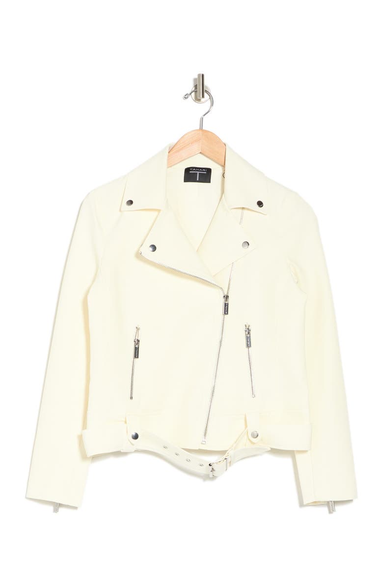 T Tahari Long Sleeve Moto Jacket, Alternate, color, 