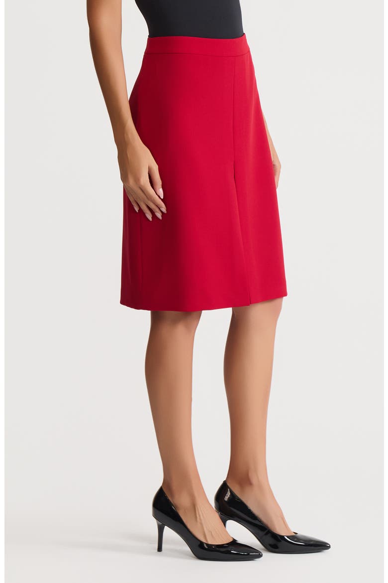 Pleat Front Pencil Skirt, Alternate, color, FIRE RED