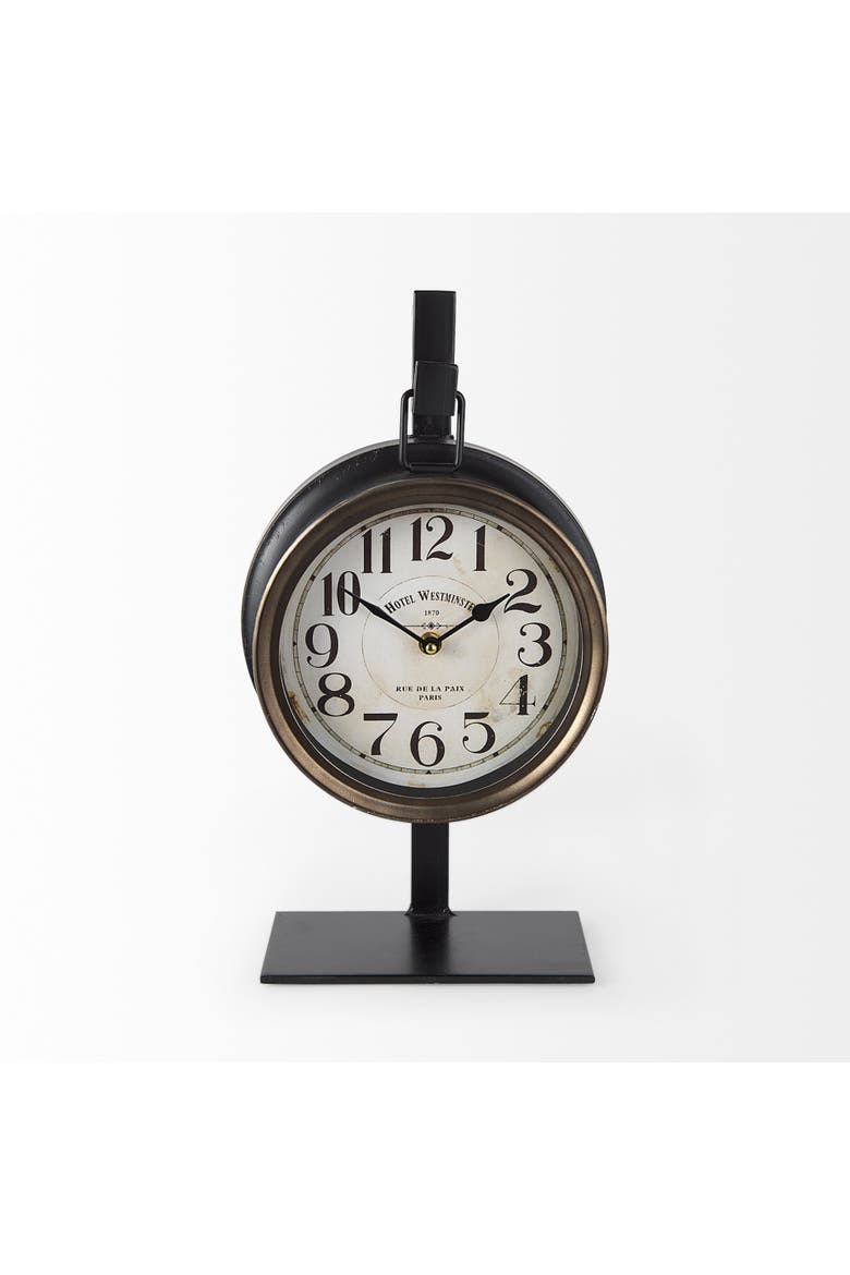 Taxz Metallic Metal Hanging Table Clock, Alternate, color, Brown