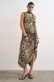 Topshop Chiffon Scarf Neck Midi Dress