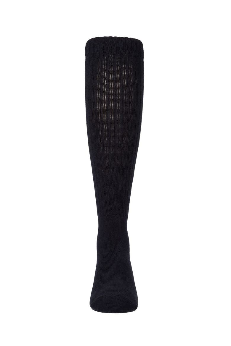 Ribbed Cotton-Blend Smile Stripe Knee High Sock, Alternate, color, Navy