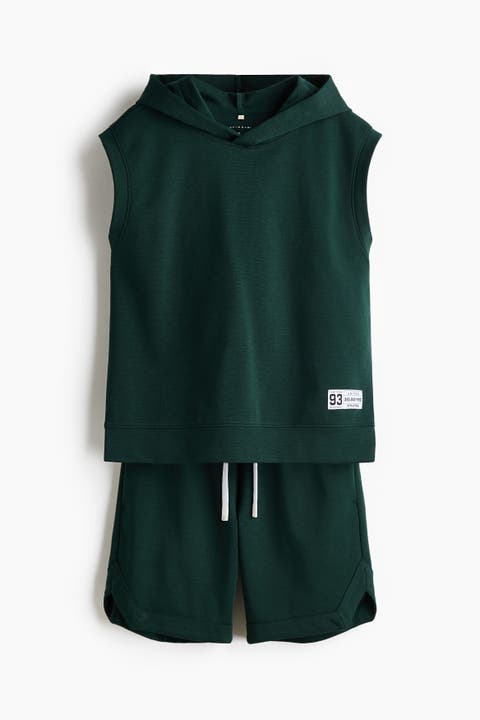 Sleeveless Sports Hoodie Set With Drymove