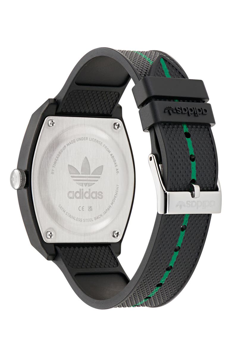 adidas AO Street Project 2 Logo Fries Graphic Resin Strap Watch, 38mm, Alternate, color, Black