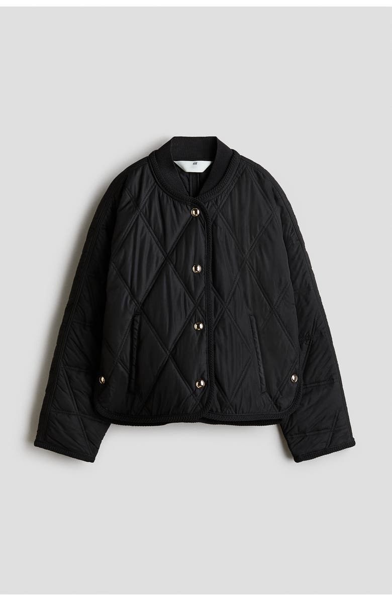 H&M Quilted Jacket, Main, color, Black