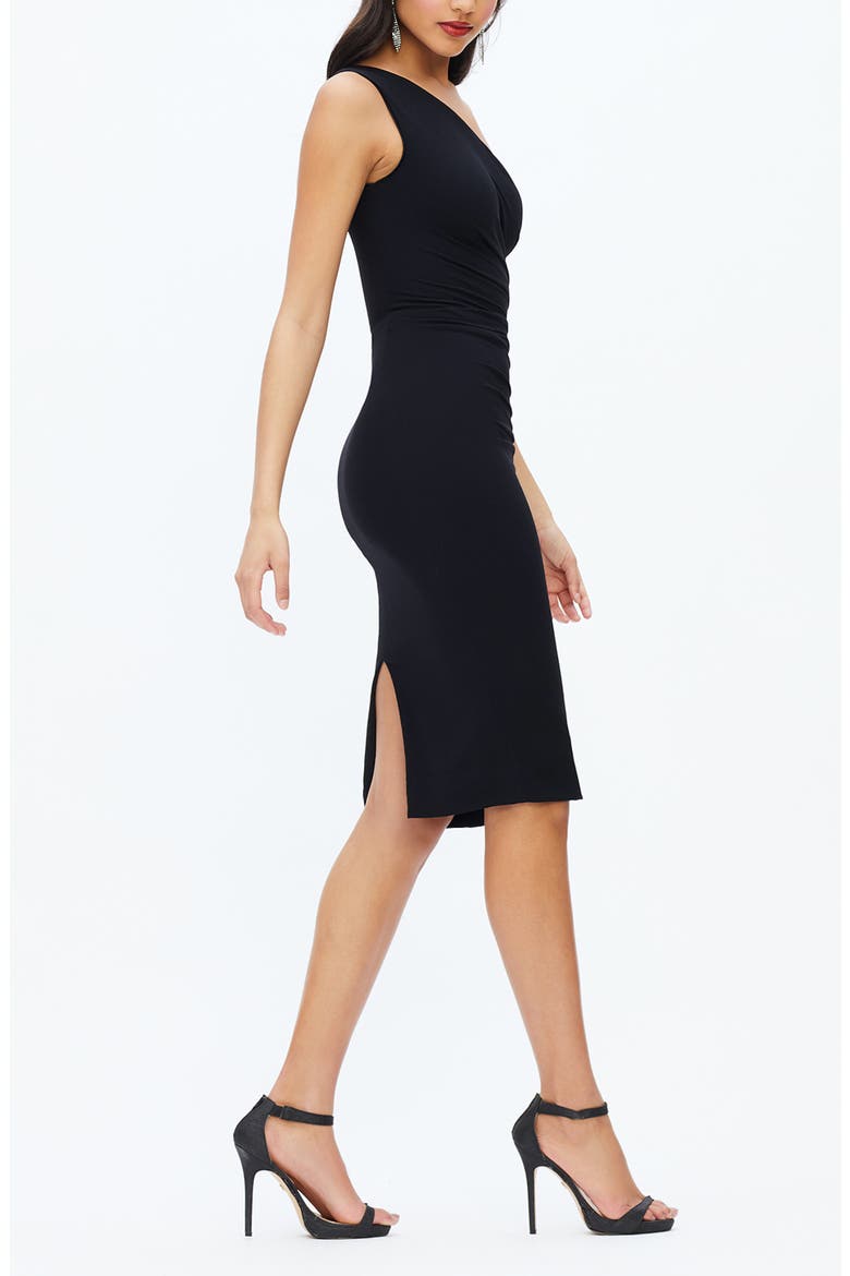 Martine Stretch Crepe One-Shoulder Dress, Alternate, color, BLACK