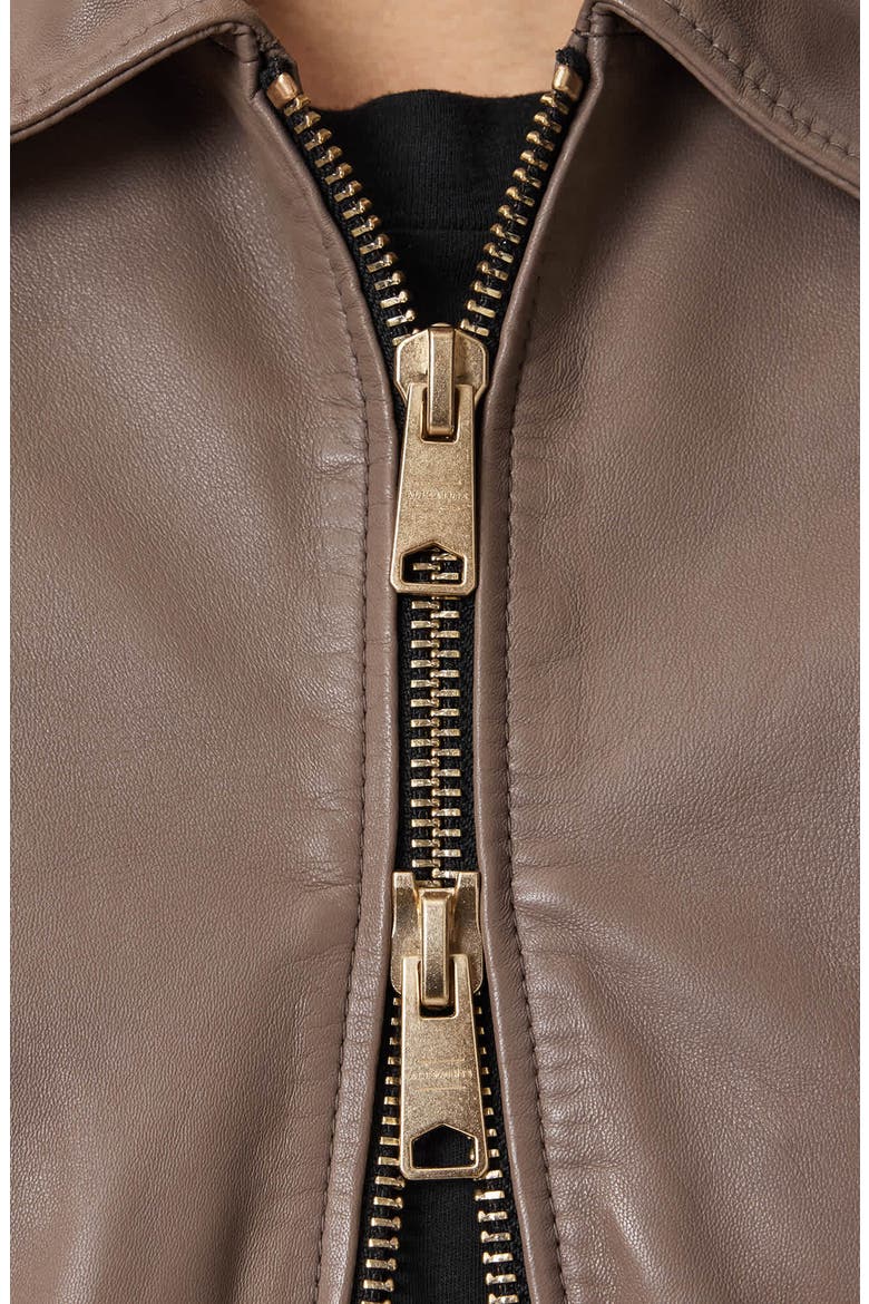 Anouk Leather Crop Bomber Jacket, Alternate, color, MOLE BROWN