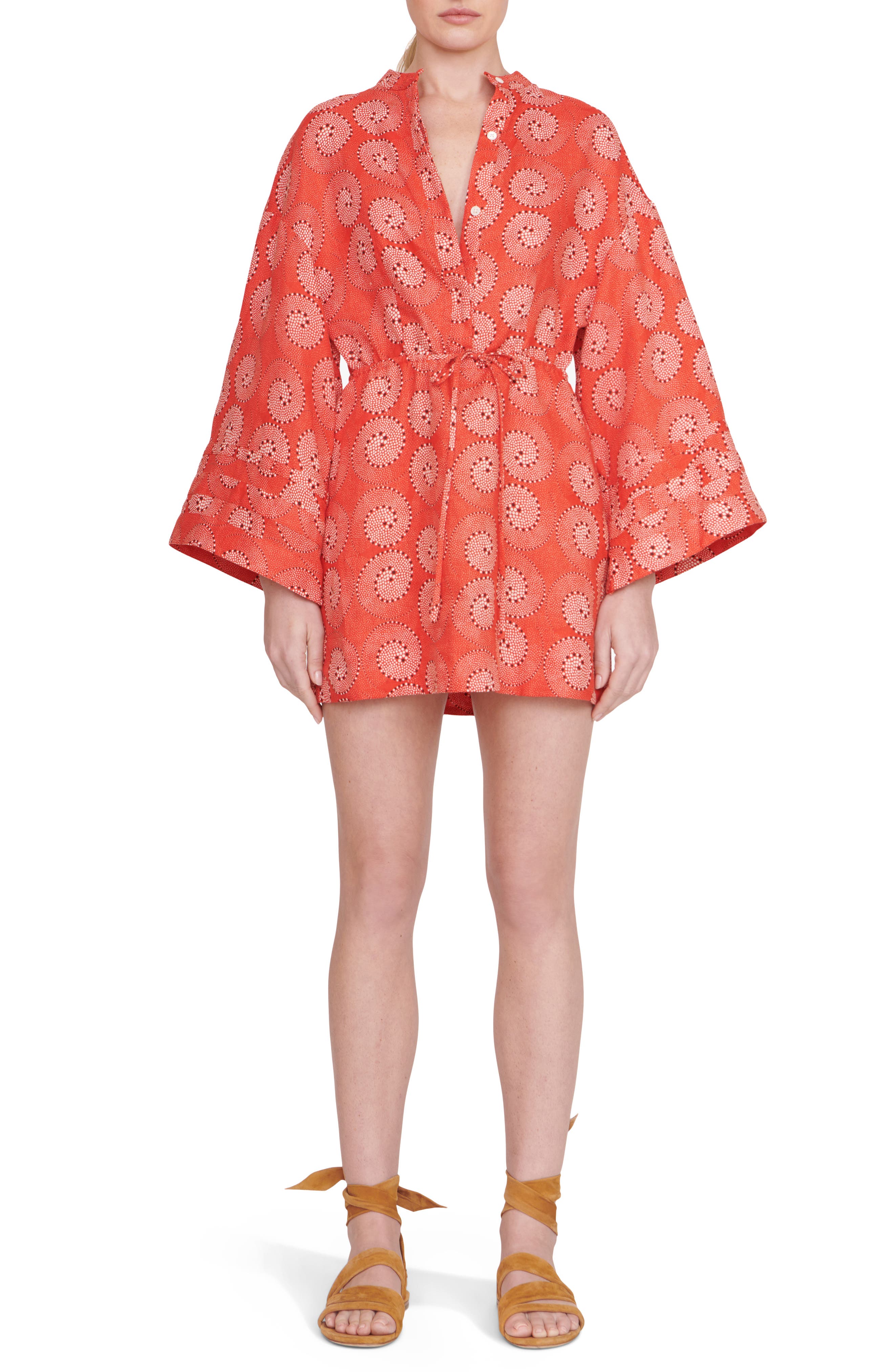 STAUD Karlee Long Sleeve Linen Dress