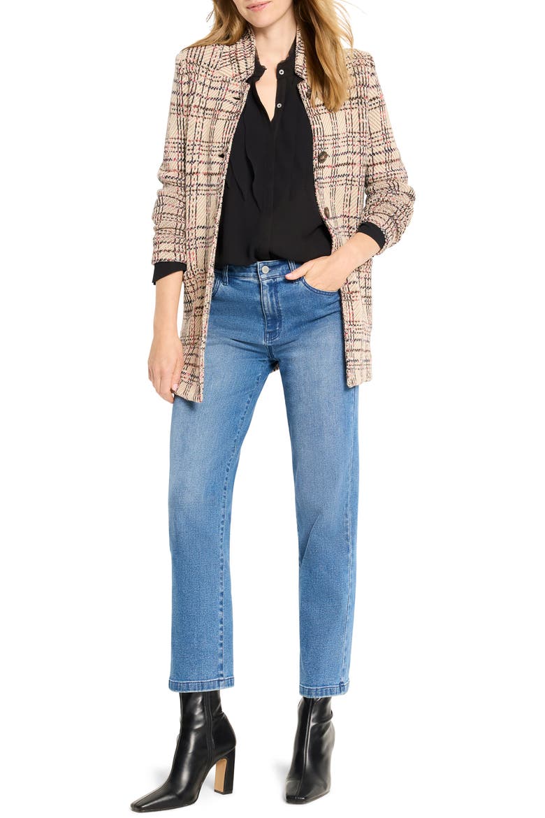 Stitchy Plaid Knit Blazer, Alternate, color, NEUTRAL MULTI