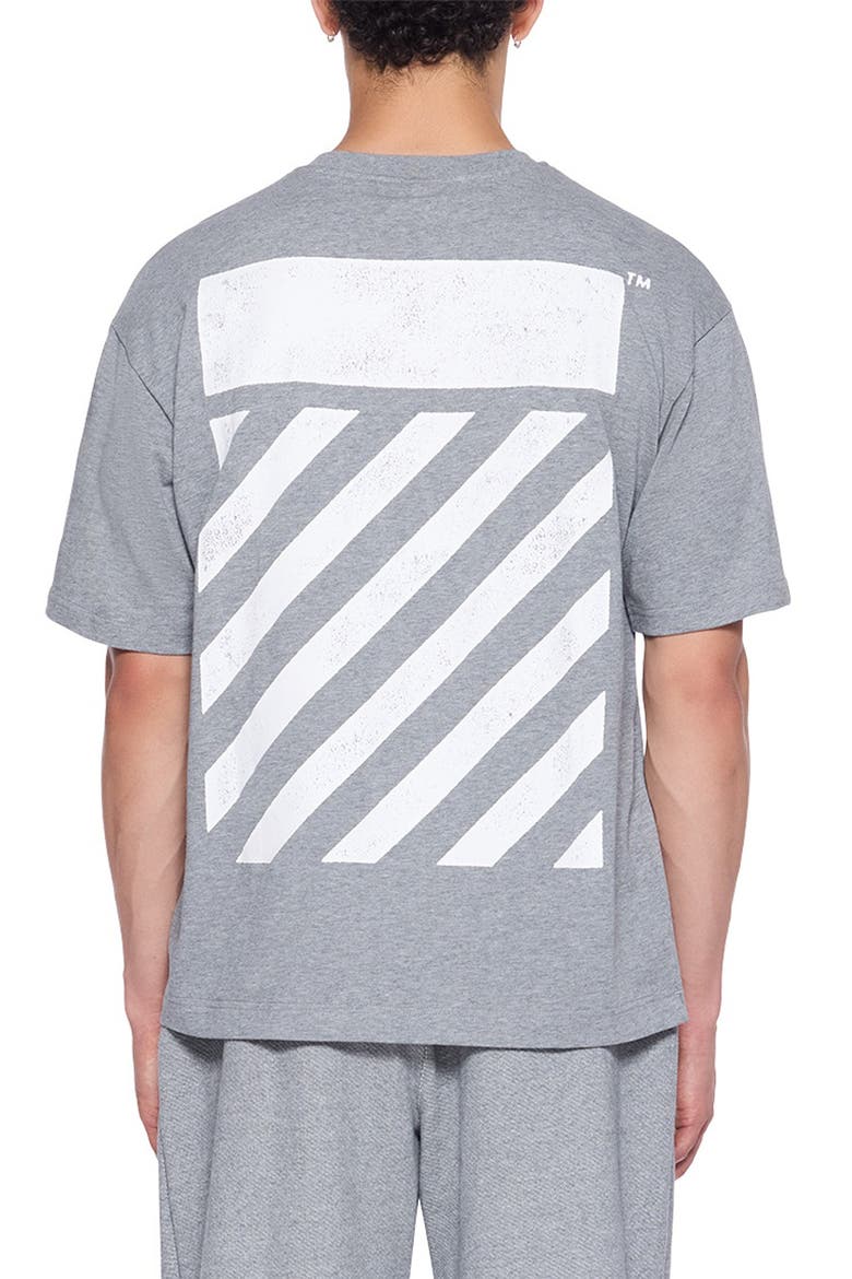 Diagonal Stripe Logo Graphic T-Shirt, Alternate, color, HEATHER GREY