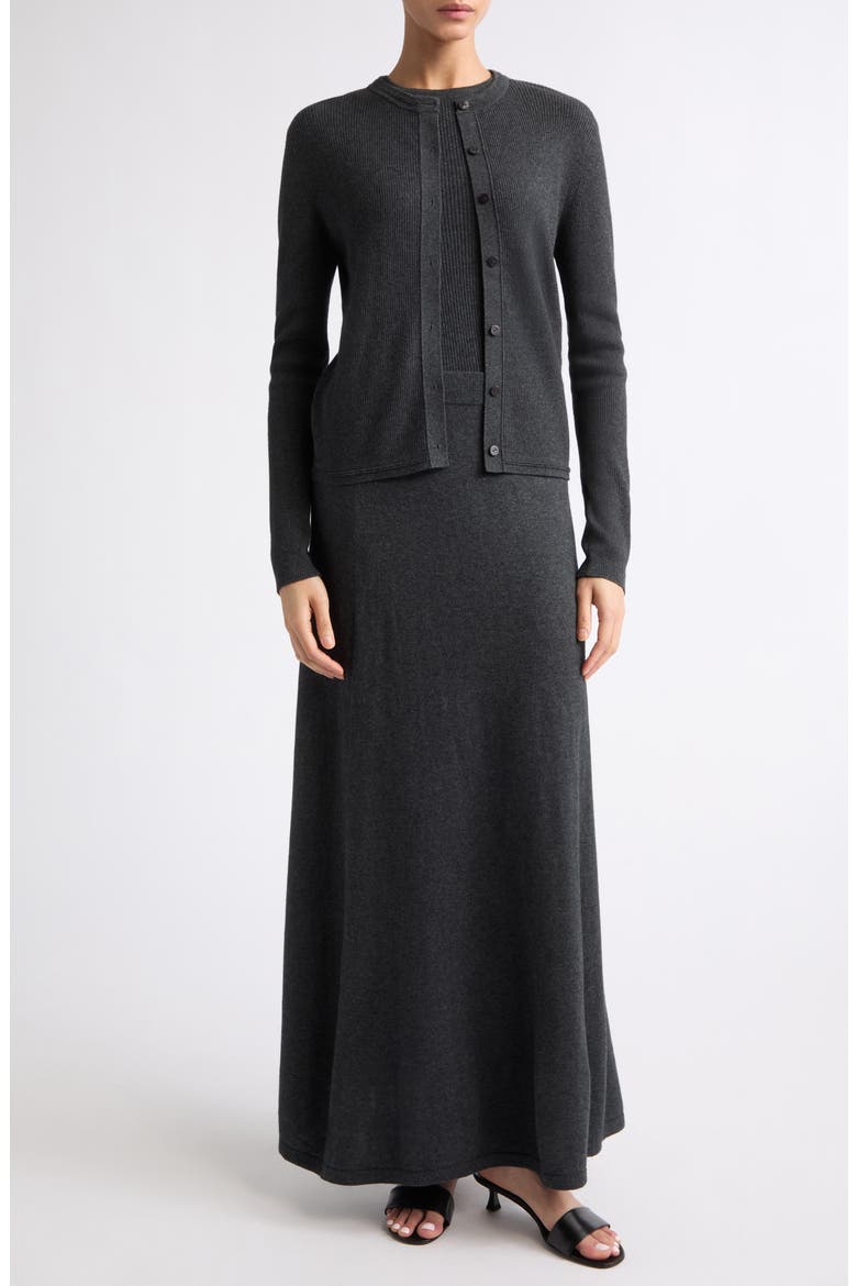 Abeena Cotton & Cashmere Rib Cardigan, Alternate, color, ECLIPSE