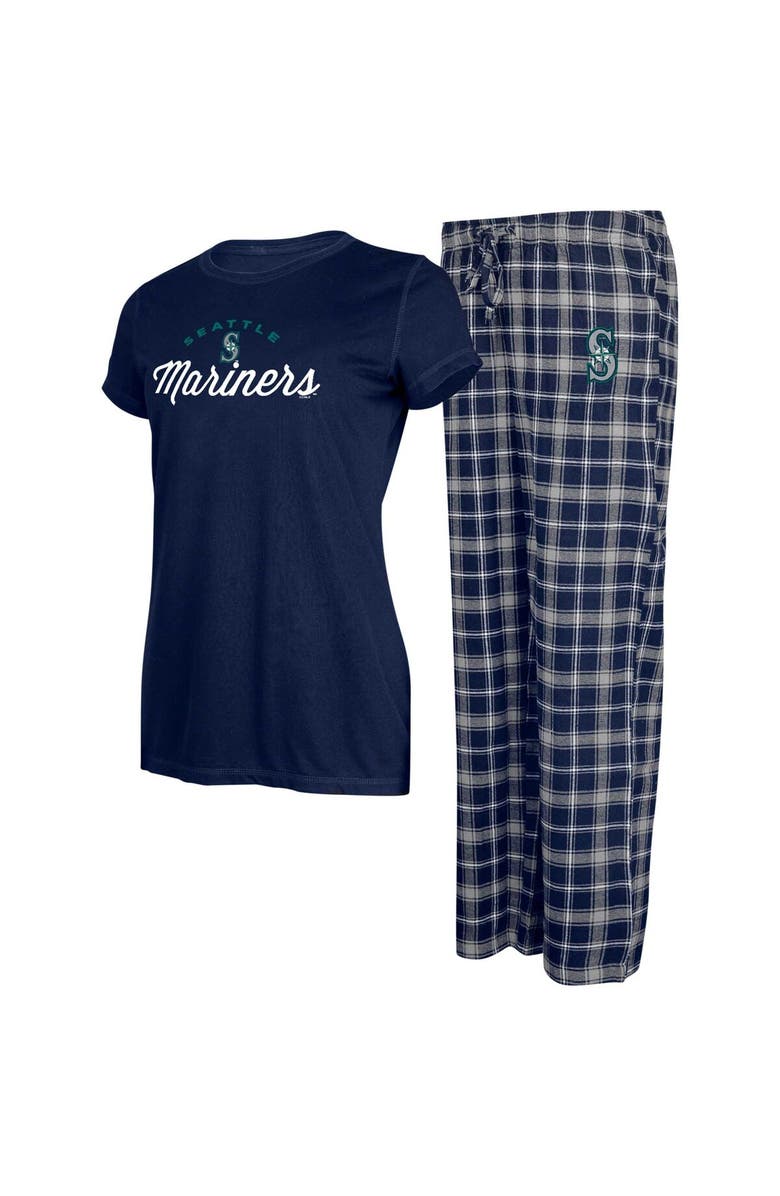 CONCEPTS SPORT Women's Concepts Sport Navy/Gray Seattle Mariners Arctic T-Shirt & Flannel Pants Sleep Set, Alternate, color, 