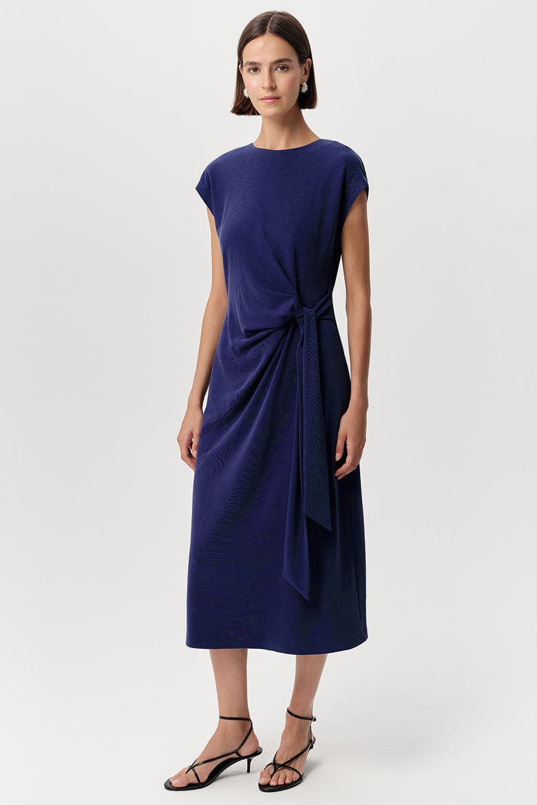Ferguson Crew Neck Knit Midi Dress, Alternate, color, Navy