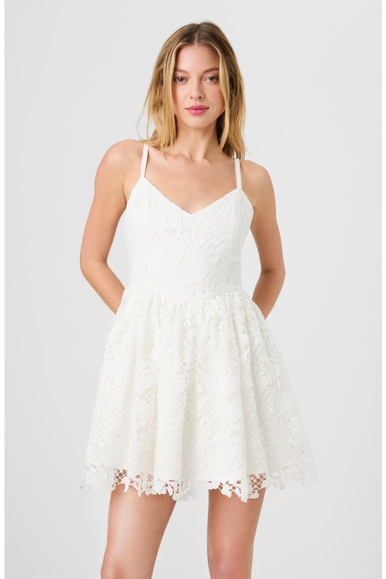 Structured Lace Minidress, Alternate, color, SUMMER WHITE