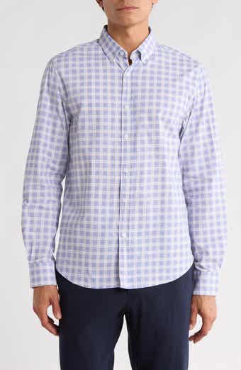 Gingham Print Performance Button-Down Shirt