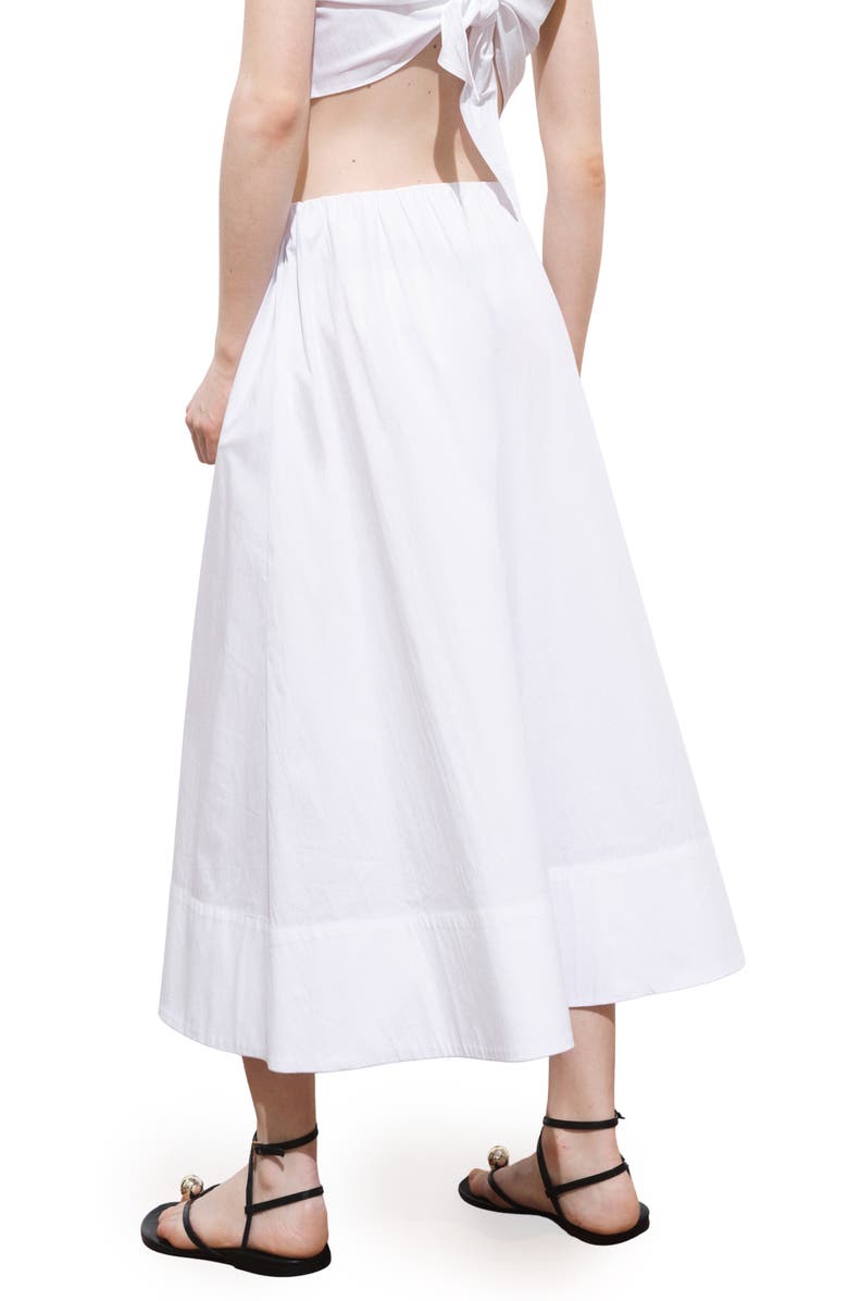 MANGO Flared Cotton Midi Skirt, Alternate, color, White