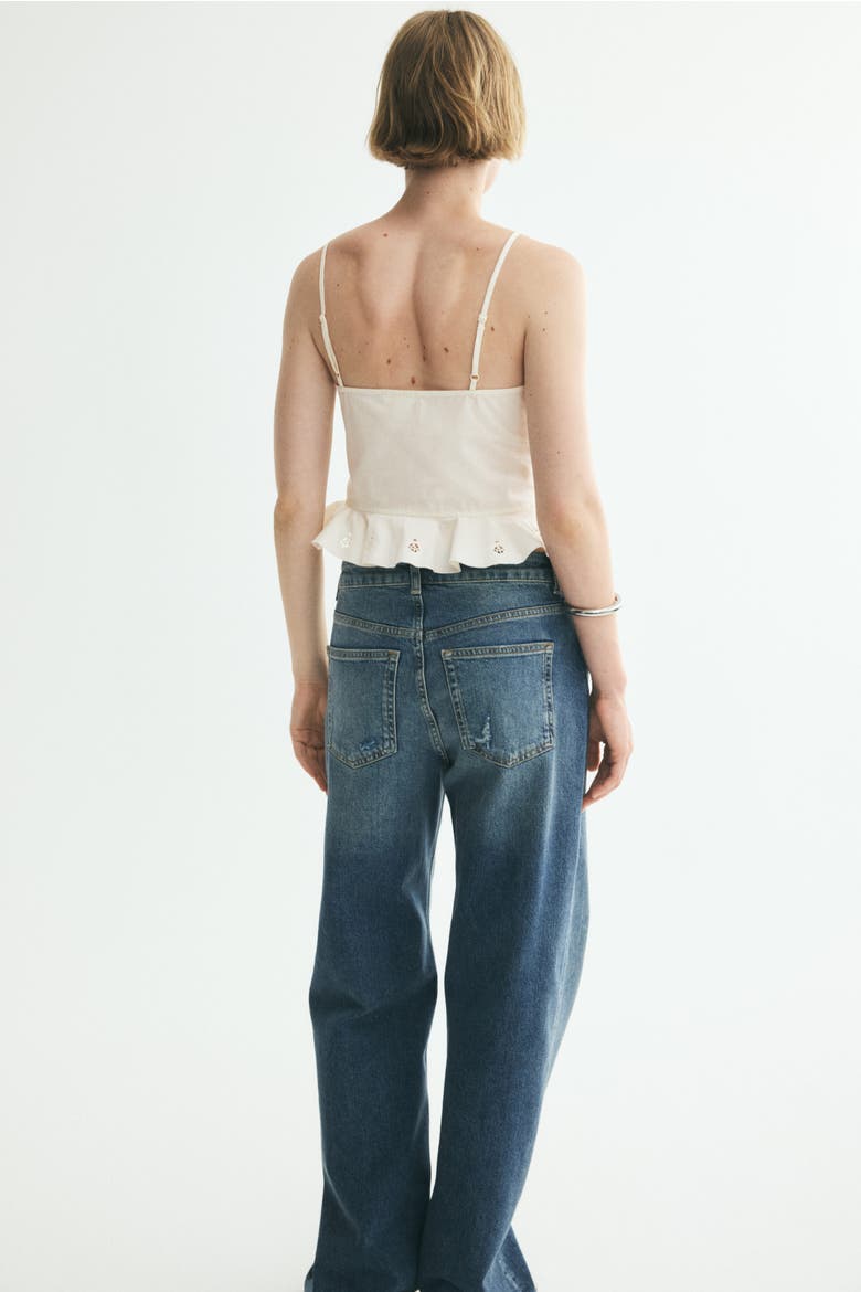 Cropped Top With Eyelet Embroidery, Alternate, color, Cream