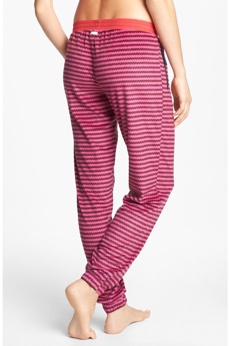 'Chilled Out' Fleece Ski Pajama Pants, Alternate, color, SUPER PINK HEART STRIPE