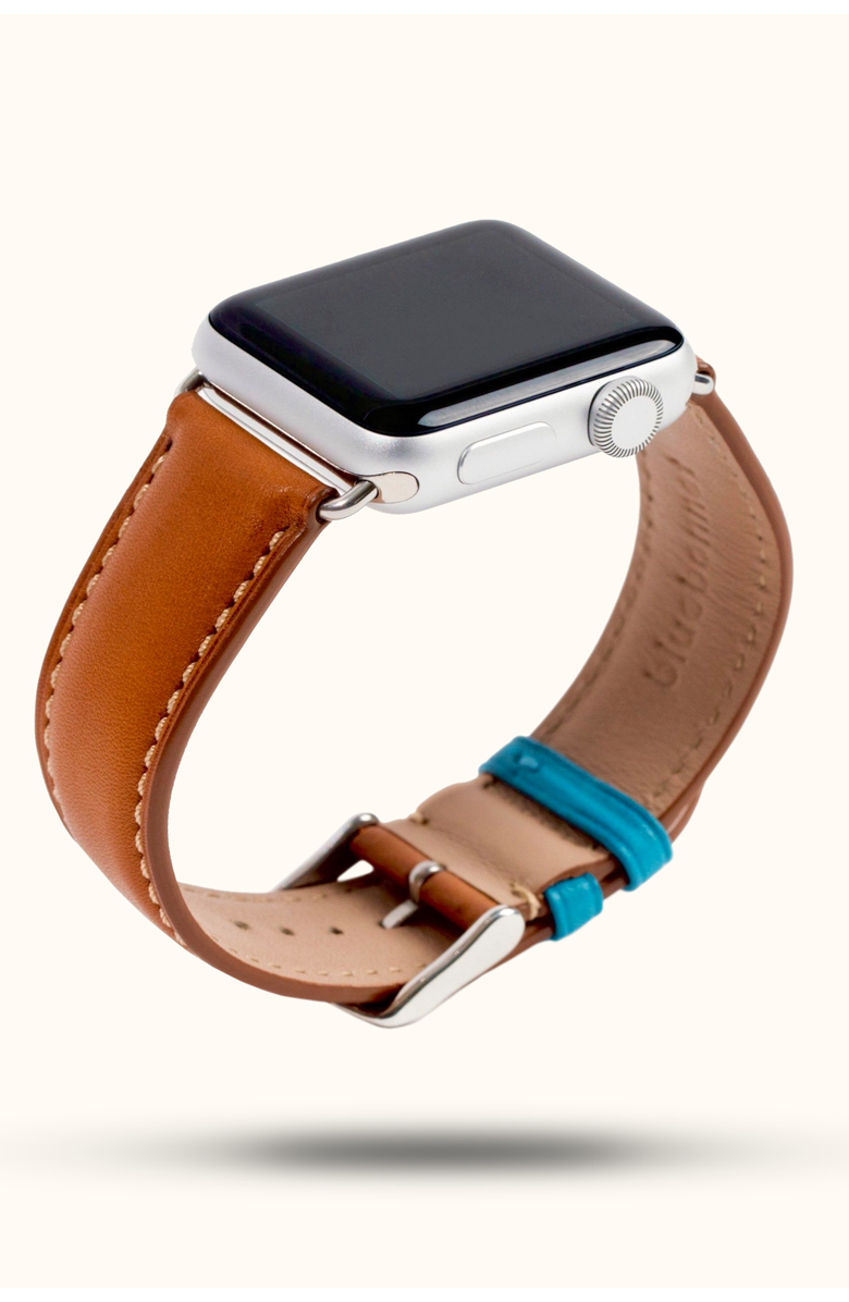 Bluebonnet The Executive French Leather Apple Watch Band, Main, color, Saddle Tan