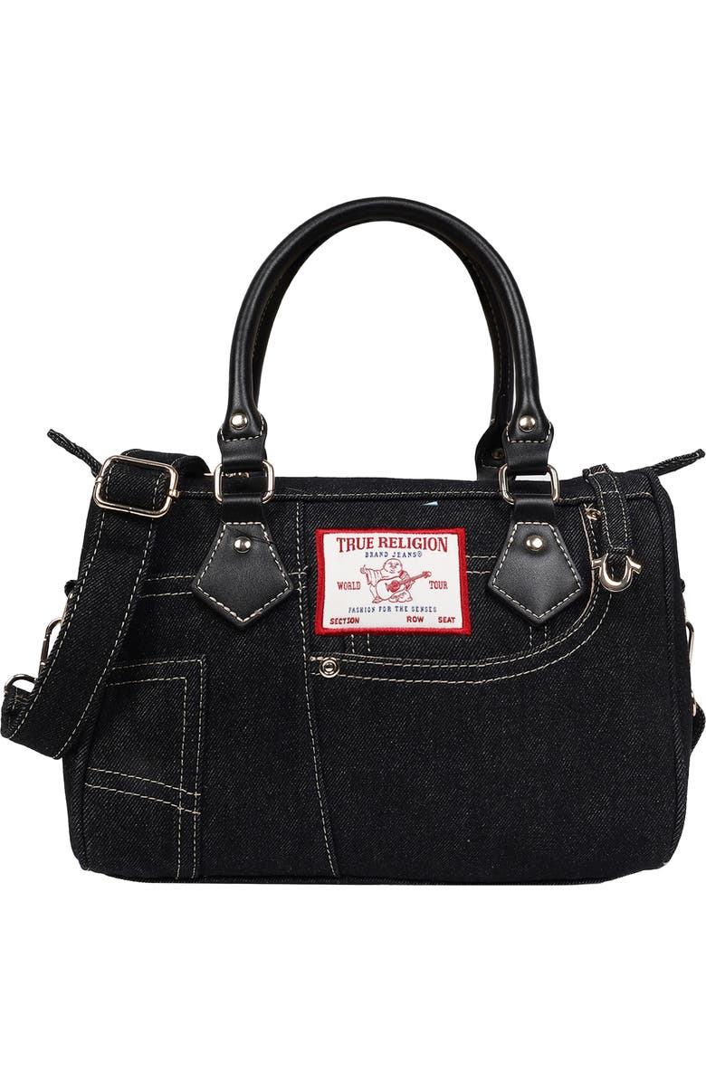 True Religion Heritage Denim Satchel Bag, Main, color, Black