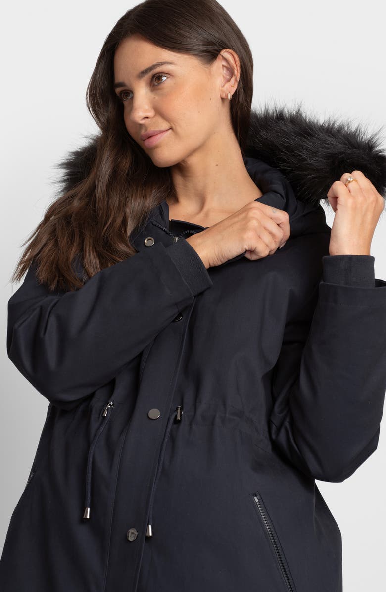 Seraphine Down Maternity Parka with Removable Faux Fur Trim, Alternate, color, 