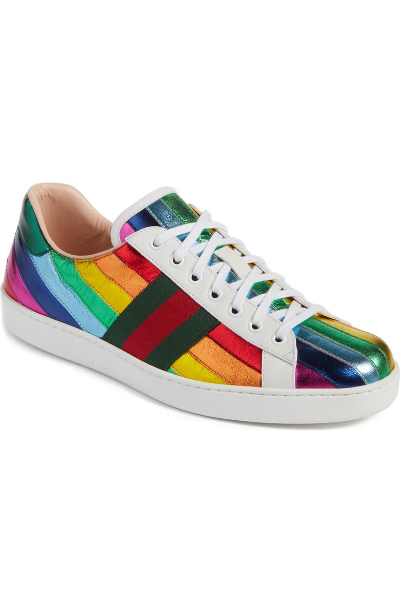 Gucci New Ace Rainbow Sneaker, Main, color,