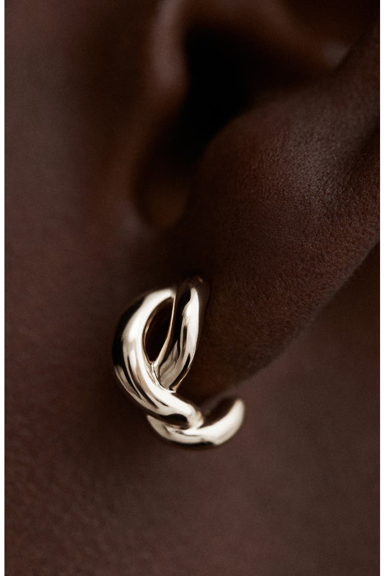 Ochre Sterling Silver Huggie Hoop Earrings, Alternate, color, STERLING SILVER